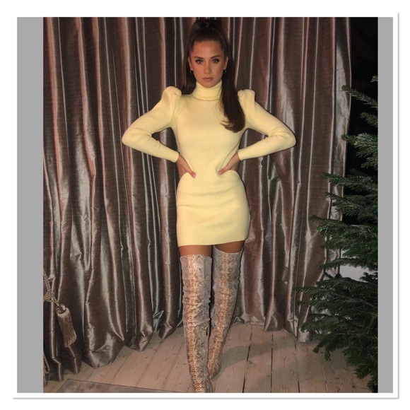 Zara Puff Sleeves Knit Dress Bloggers 